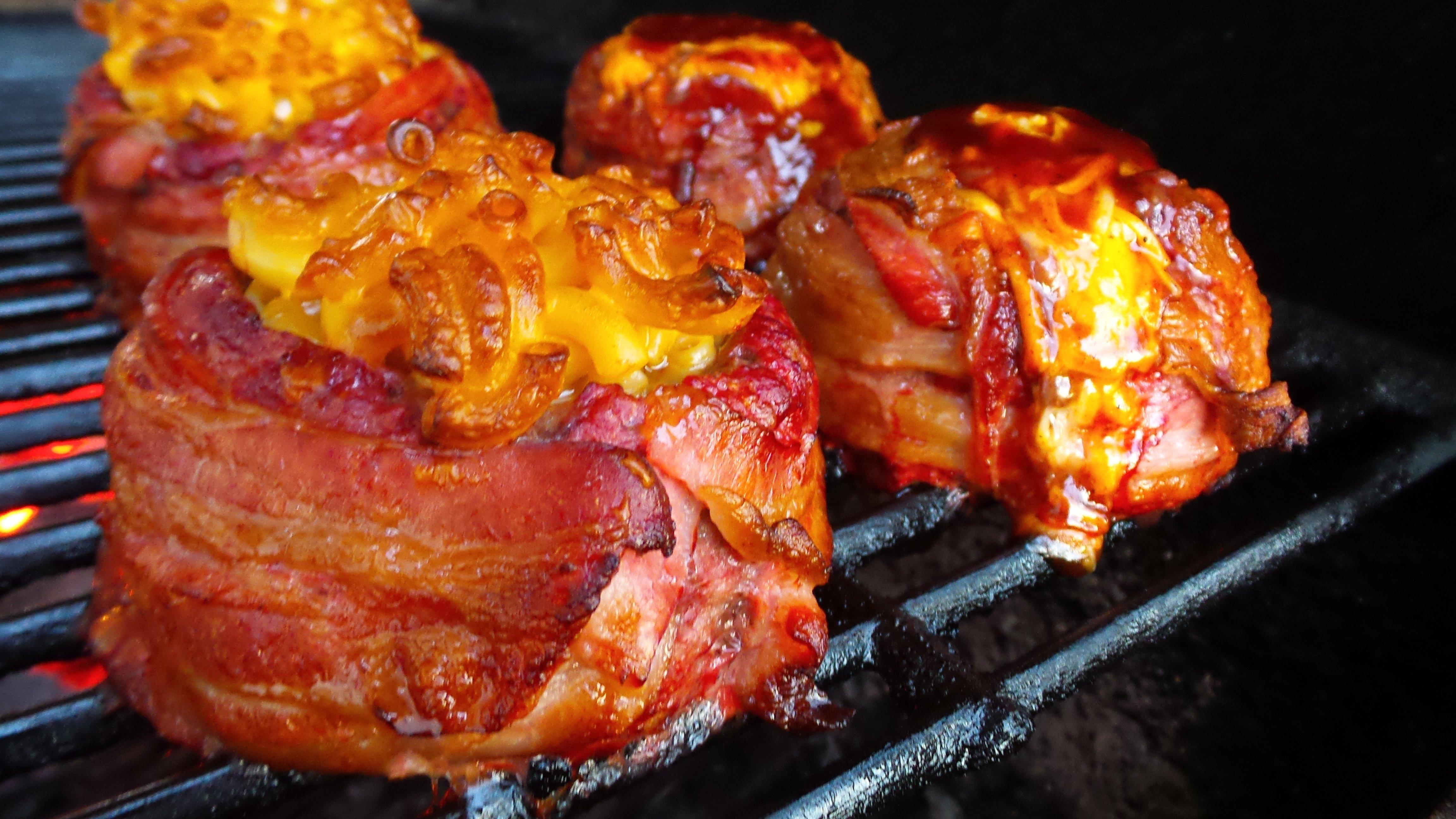 Stuffed and grilled venison burgers are ready to plate up.