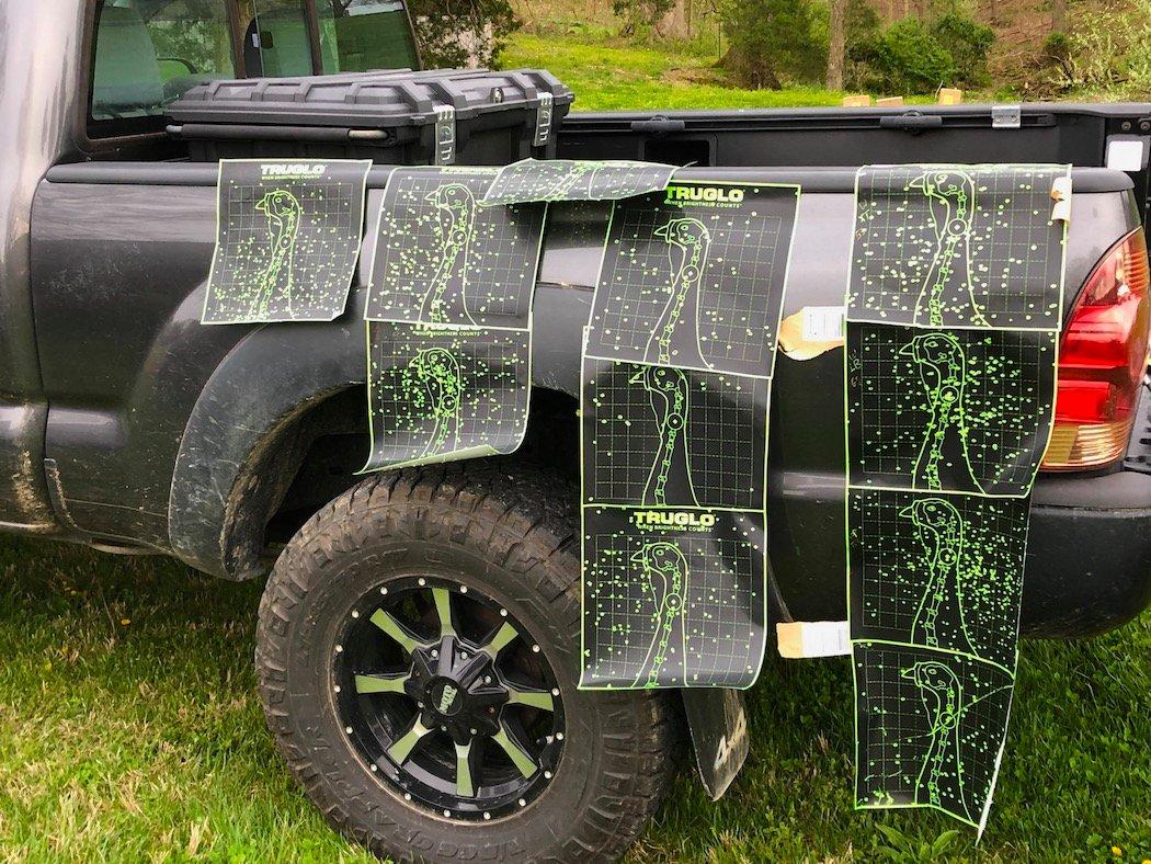 Trying different choke tube and load size combinations, we determined which options patterned best through our shotguns. And we didn't even damage the truck fender in the process. (Josh Honeycutt photo)