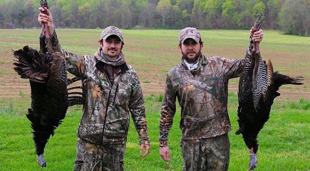 The author and his uncle with the two jakes they doubled on. (Josh Honeycutt photo)