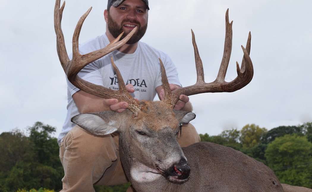 Aaron with his giant PA buck. (Aaron Brown photo)