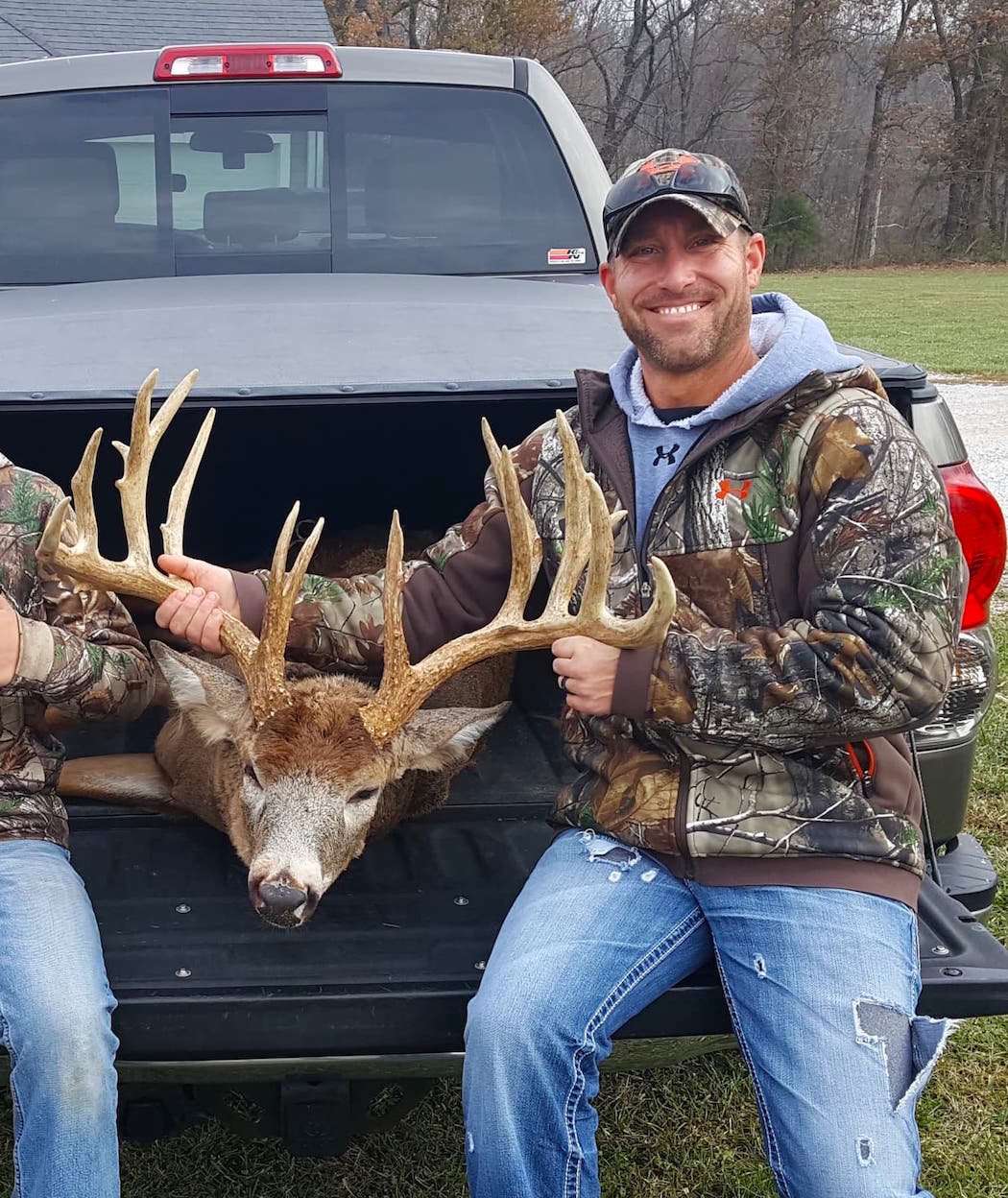 Cam Bottum is all smiles with the end result of a successful opening-day hunt for a 205 1/8-inch Indiana monster. (Photo courtesy of Cam Bottum)