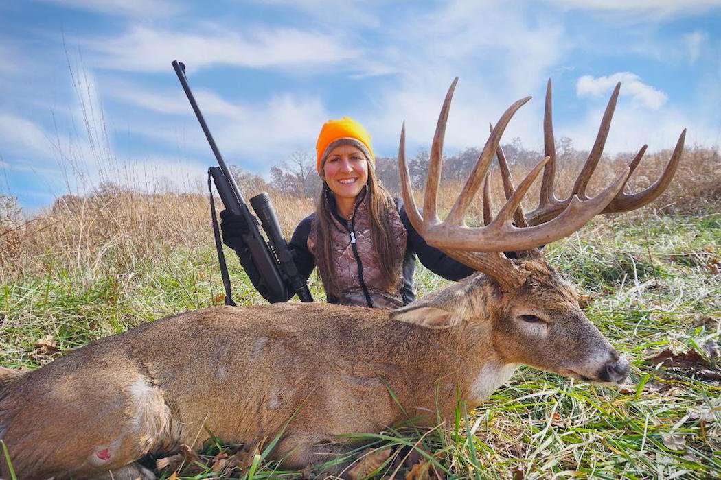 Brita Turbyfill proudly shows off Rockstar, a deer her family followed for two years. A journey with a bizarre ending. (Turbyfill photo)