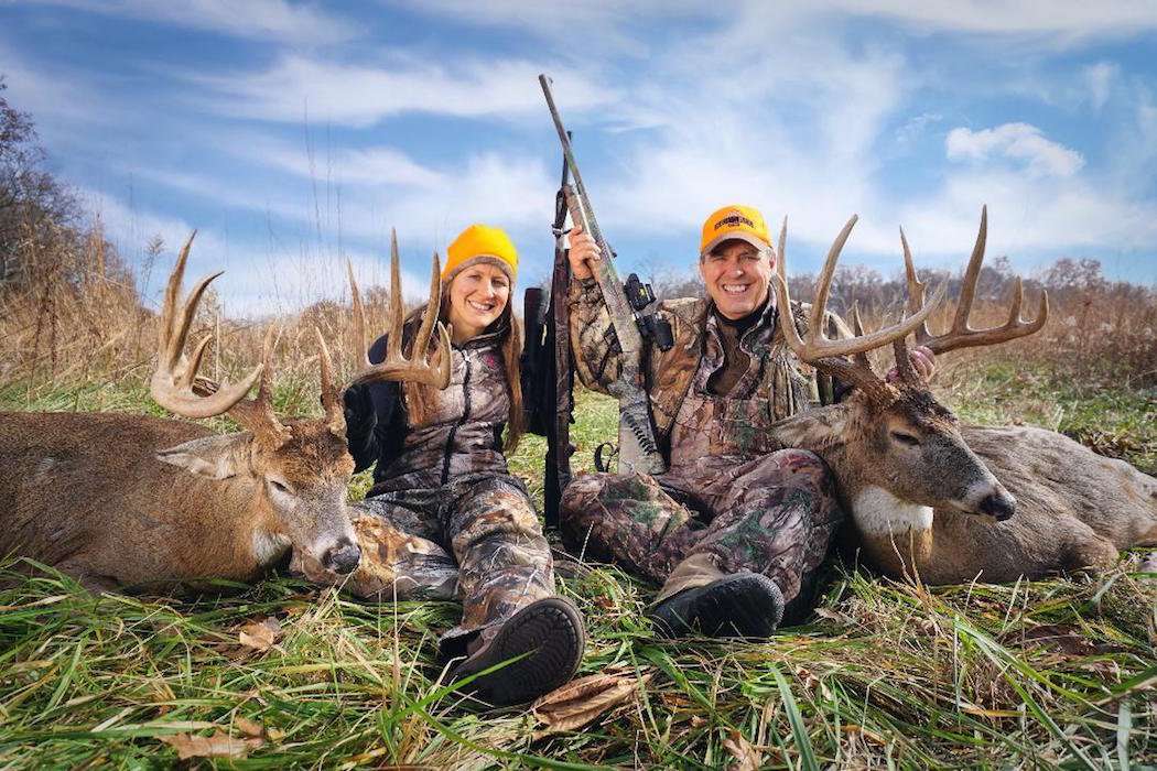 Brita and her father with their 2018 Illinois bucks. (Turbyfill photo)