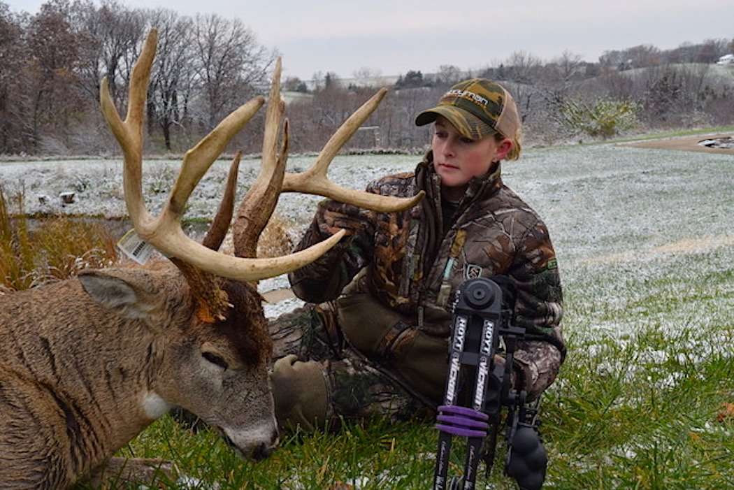 Taylor Byers of Midwest Whitetail rattled in this Iowa monster from 400 yards away on November 8. (Photo courtesy of Taylor Byers)