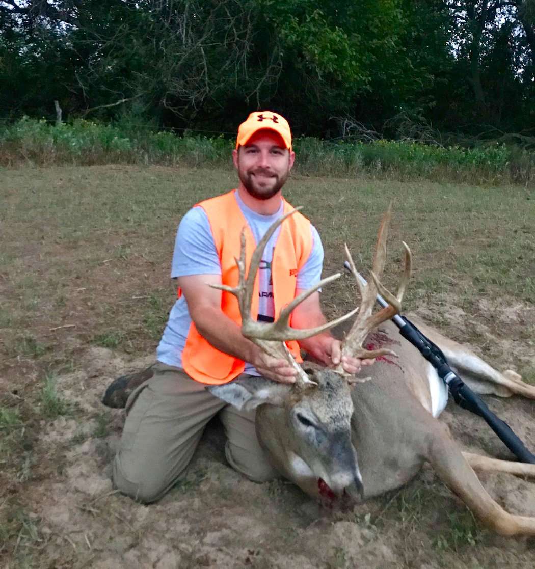 Tidwell proudly shows off his 2018 Kansas buck. (Logan Tidwell photo)