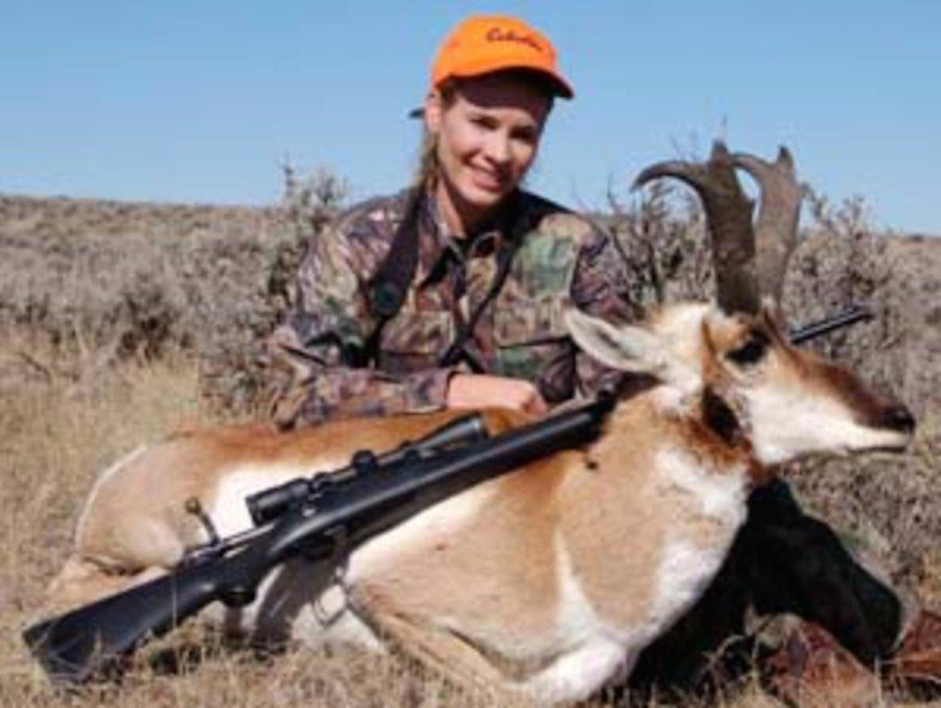 Stephanie poses with her big antelope. (Stephanie Mallory photo)
