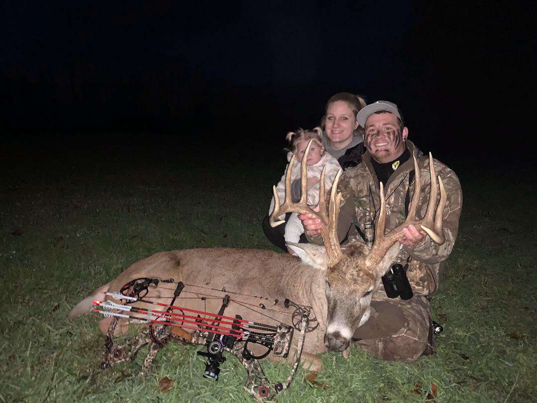 Dylian Damm credits his wife, Lauren, and 13-month-old daughter, Aubrey, for the sacrifices they made while he logged offseason work and spent time on stand this fall chasing his dreams. (Photo courtesy of Dylian Damm)
