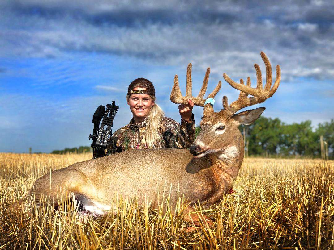 Nicole Larson tagged a stud velvet buck in North Dakota. (Nicole Larson photo) Nicole Larson tagged a stud velvet buck in North Dakota. (Nicole Larson photo)