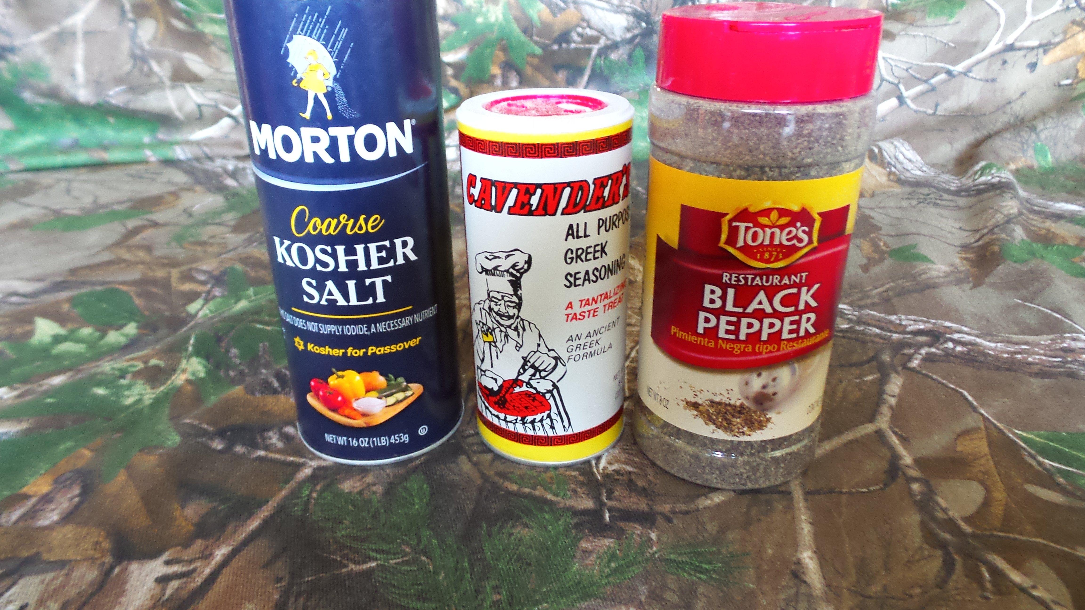 Equal parts Cavender's Greek Seasoning, Kosher salt and black pepper make an outstanding all purpose wild game seasoning blend.