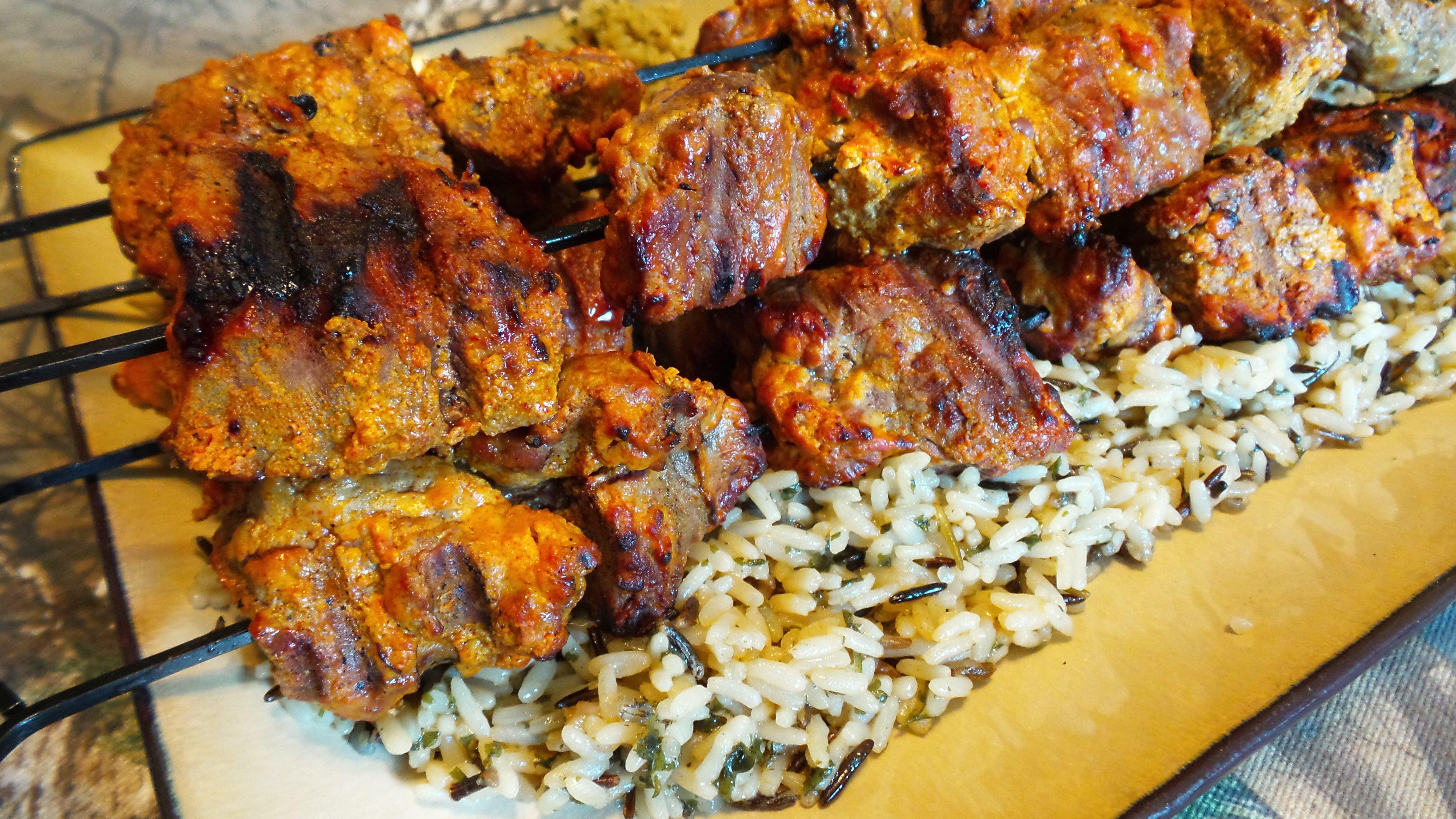 Serve the tandoori kabobs over rice.