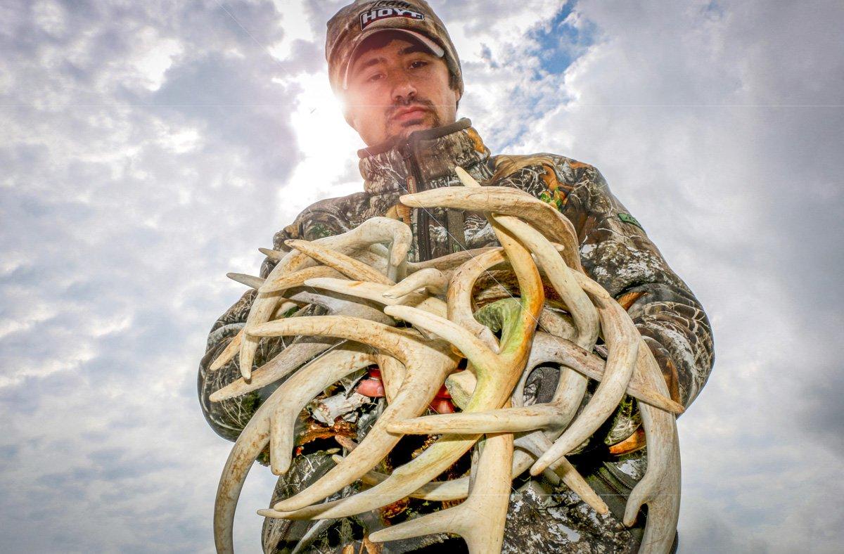 The author, Josh Honeycutt, had a solid shed season, and found numerous target-buck antlers. (Honeycutt photo)