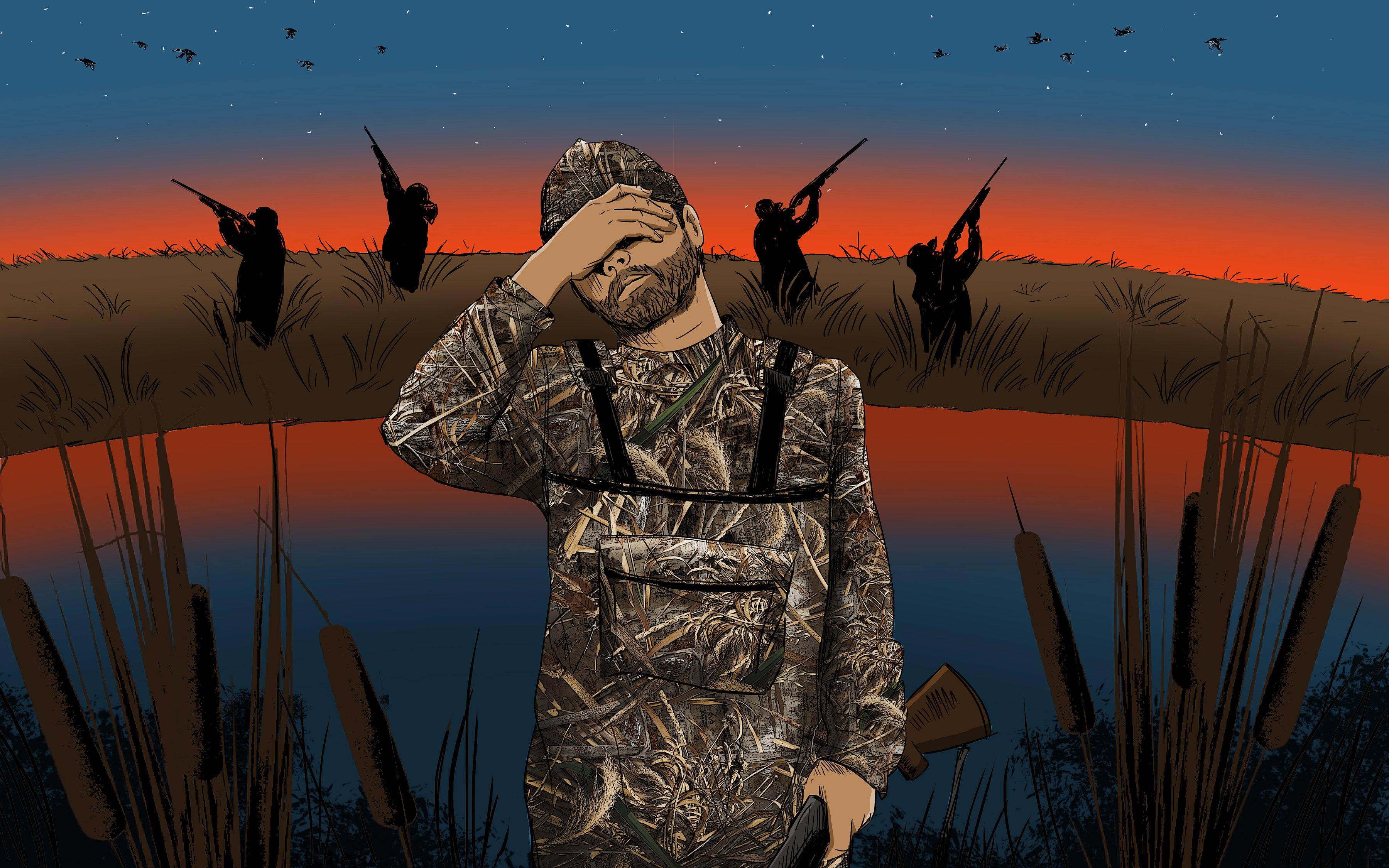 Legal shooting doesn't actually open for another 10 minutes. That and other duck hunting transgressions won't win any friends. Illustration © Ryan Orndorff