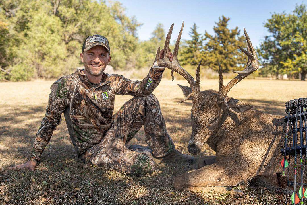 Slade Priest is all smiles while showing off his biggest buck ever. (Hunt United photo)