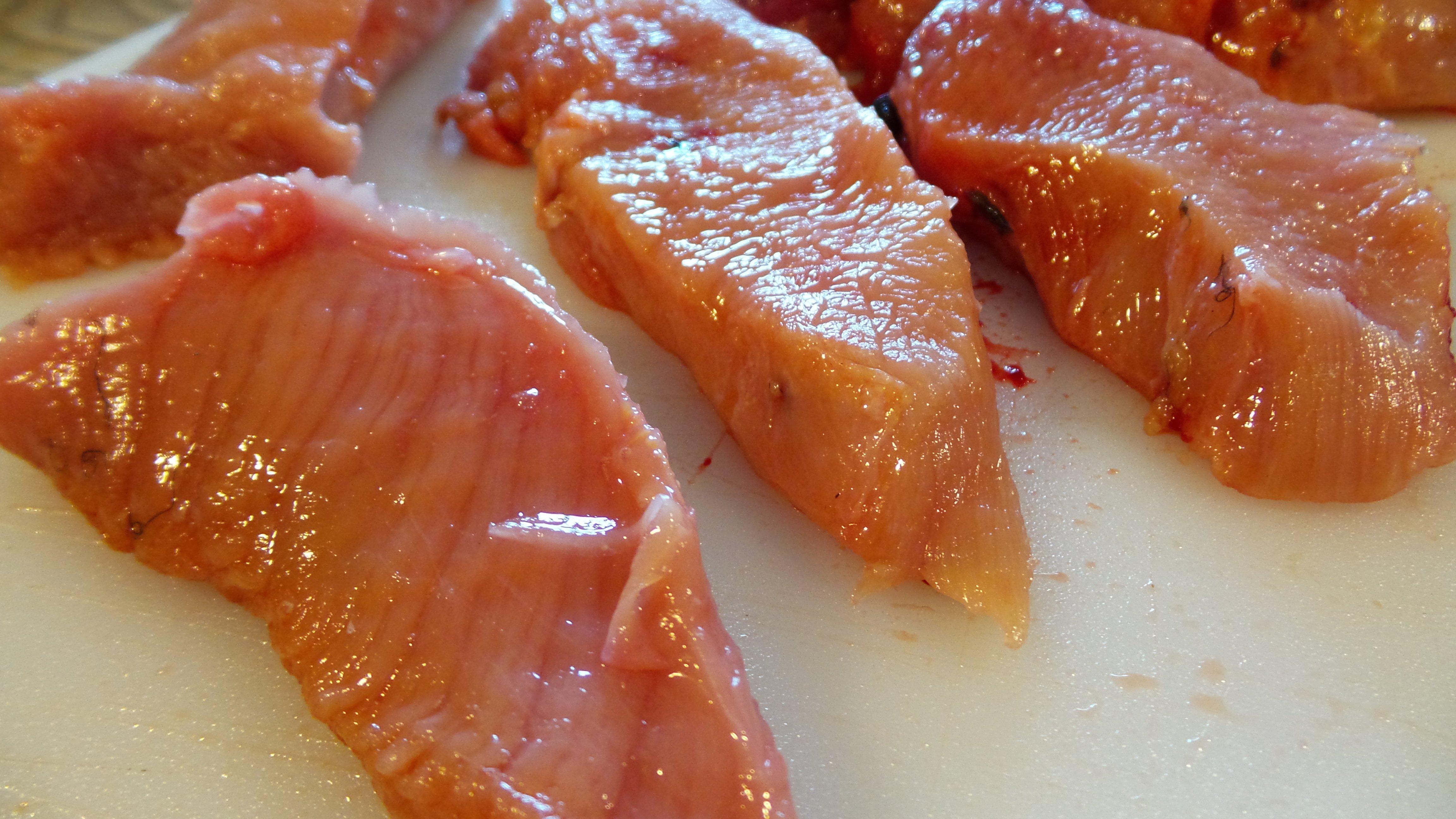 Slice breast meat into cutlets.