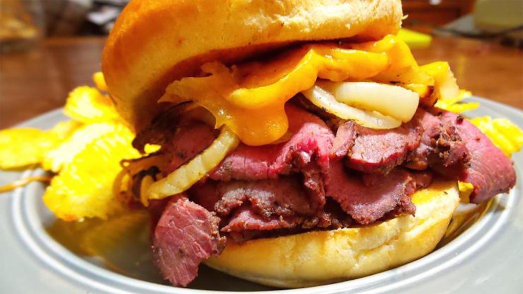 Smoked Venison and Onion Sandwich