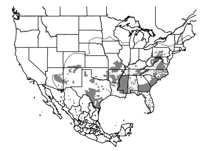 A visual of the range of the wild turkey in the early 1940s prior to reintroduction efforts. Graph by Virginia Department of Game and Inland Fisheries