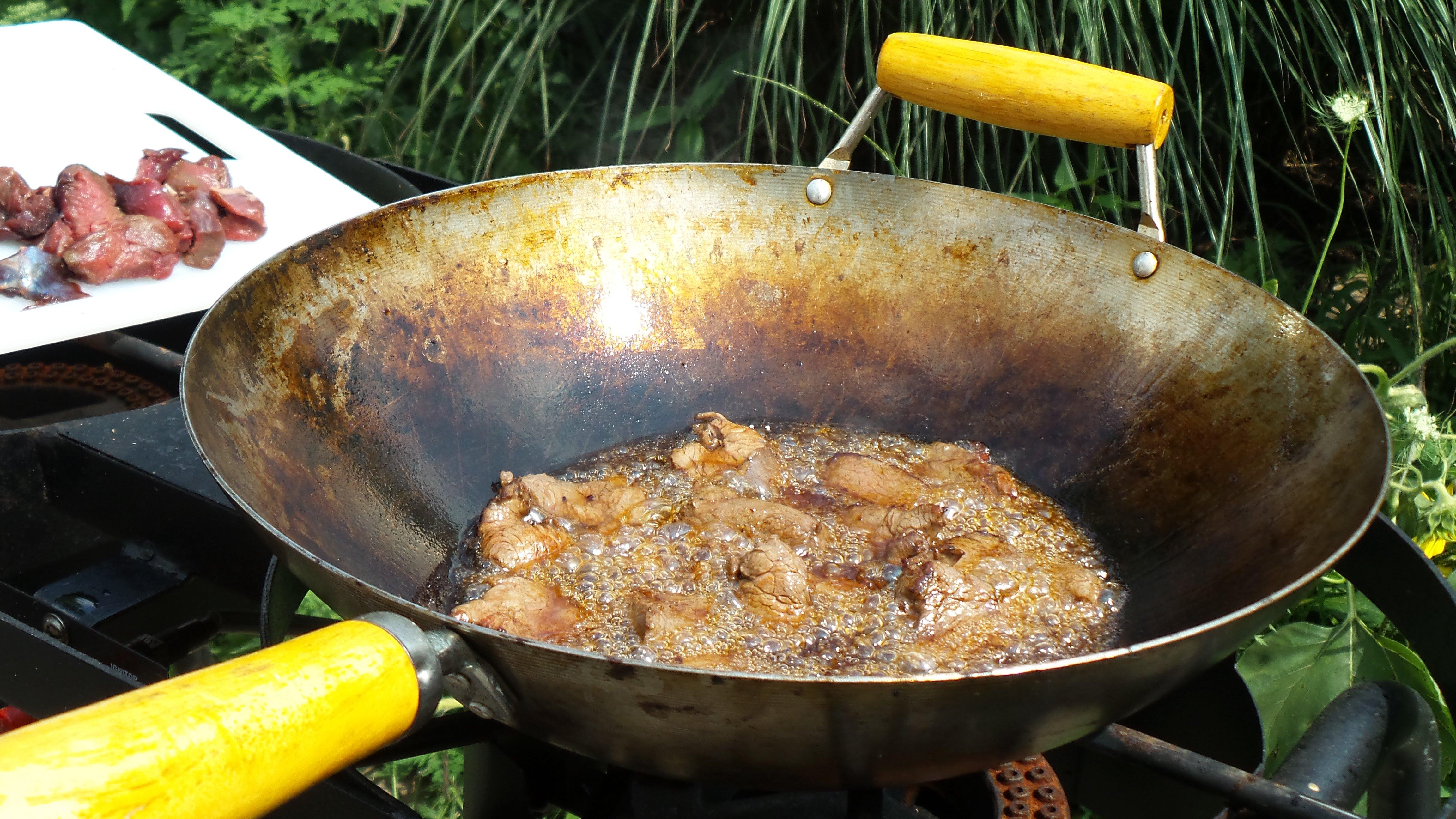 Do your stir frying outside over a gas burner or turkey fryer for maximum heat.