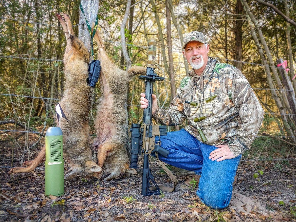 I don't like to hammer an area right away with howls, South says. I cast the widest net first, and the widest net a hunter has is something that sounds like prey to a hungry coyote. Courtesy of Byron South