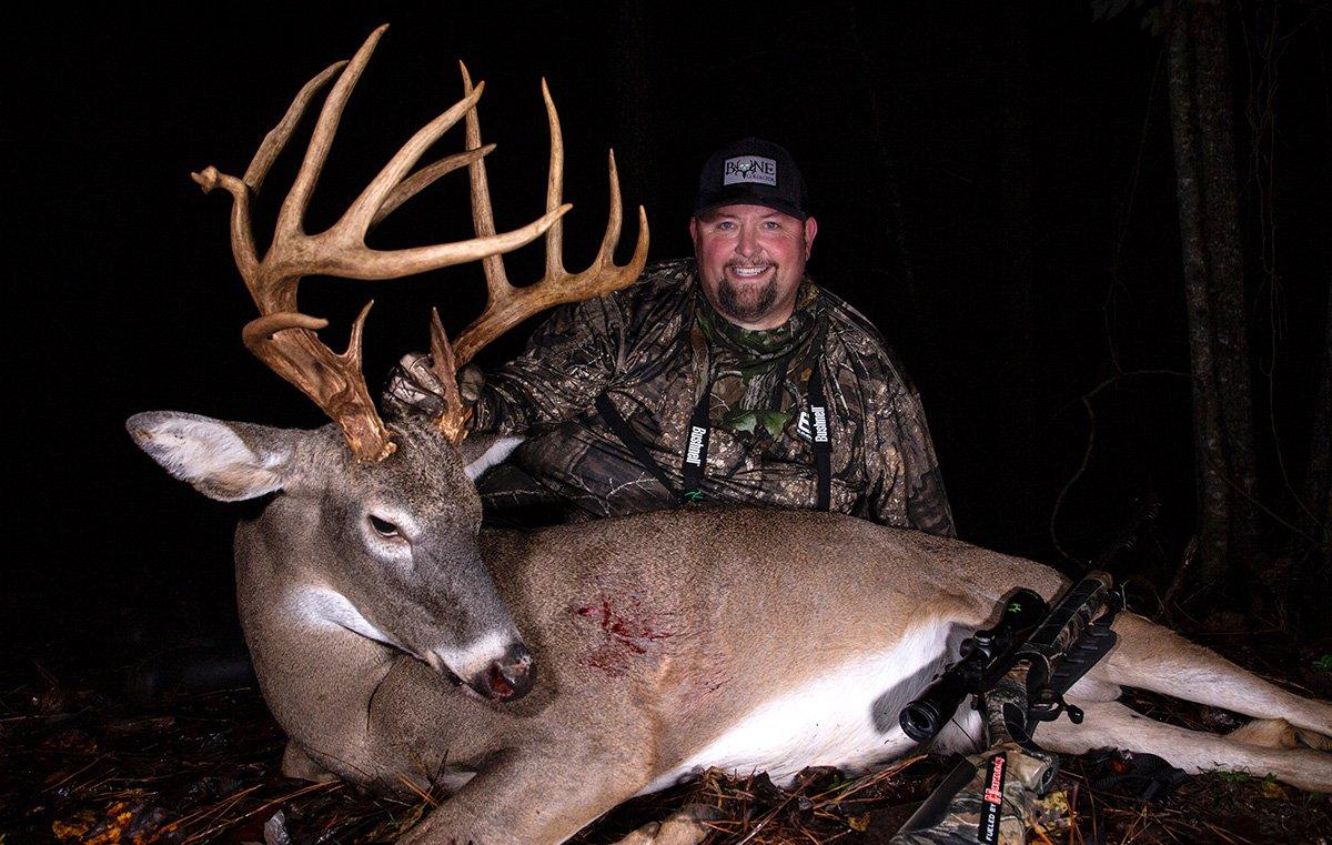 Travis T-Bone Turner took down this Georgia giant on the second day of muzzleloader season. (Bone Collector/Cohen Stone photo)