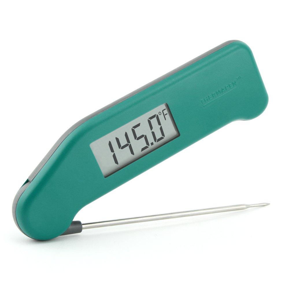 A Thermapen instant read thermometer is handy for checking temps on steaks and burgers.