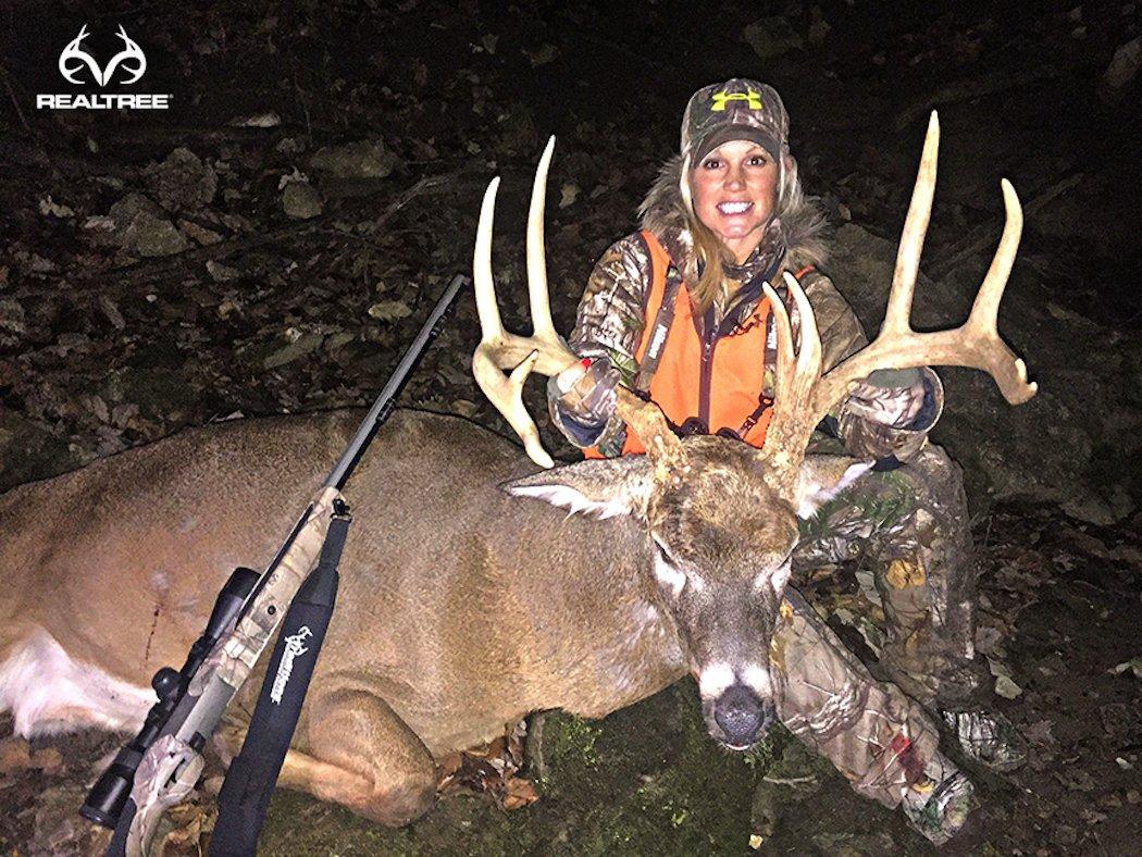 Tiffany Lakosky with a big muzzleloader buck. (Photo courtesy of Tiffany Lakosky)