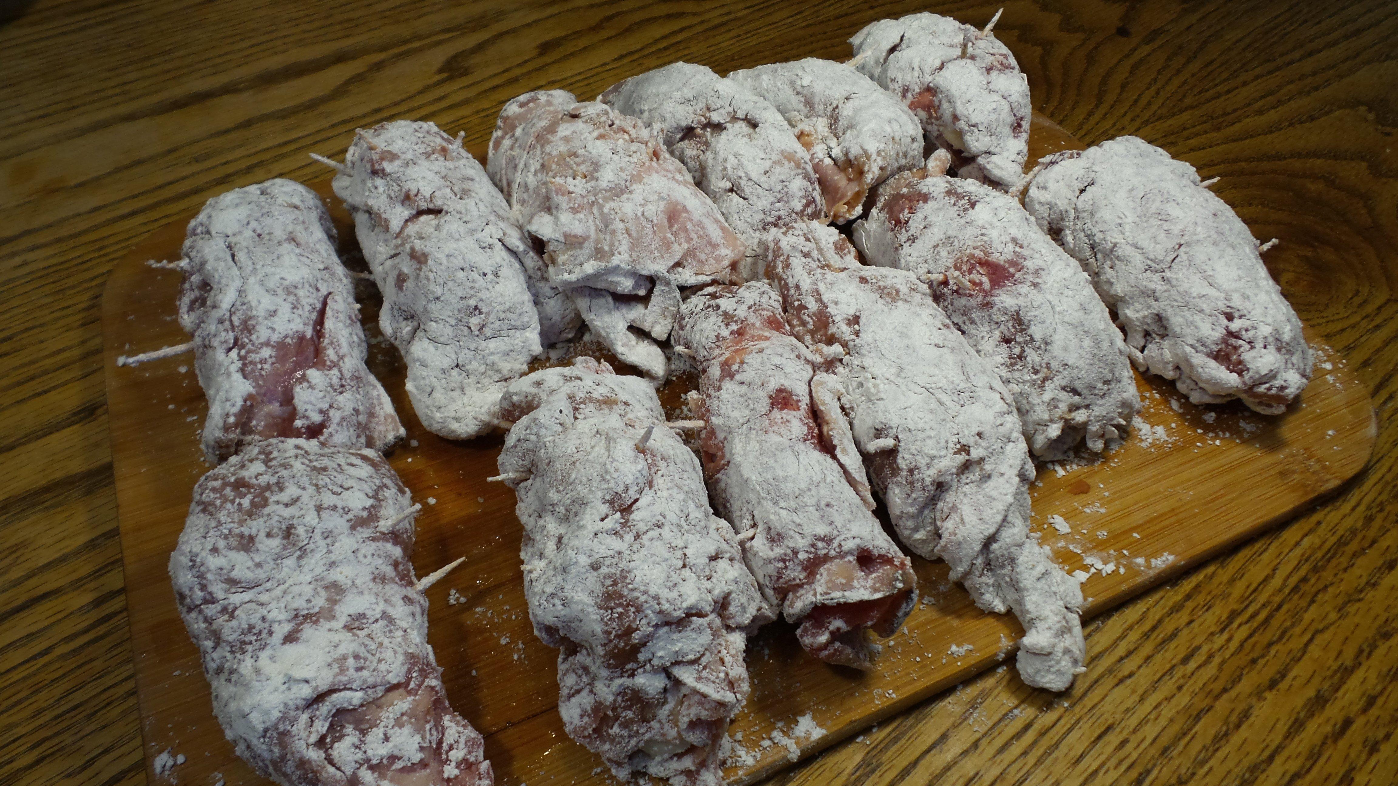 Toss in seasoned flour to coat.