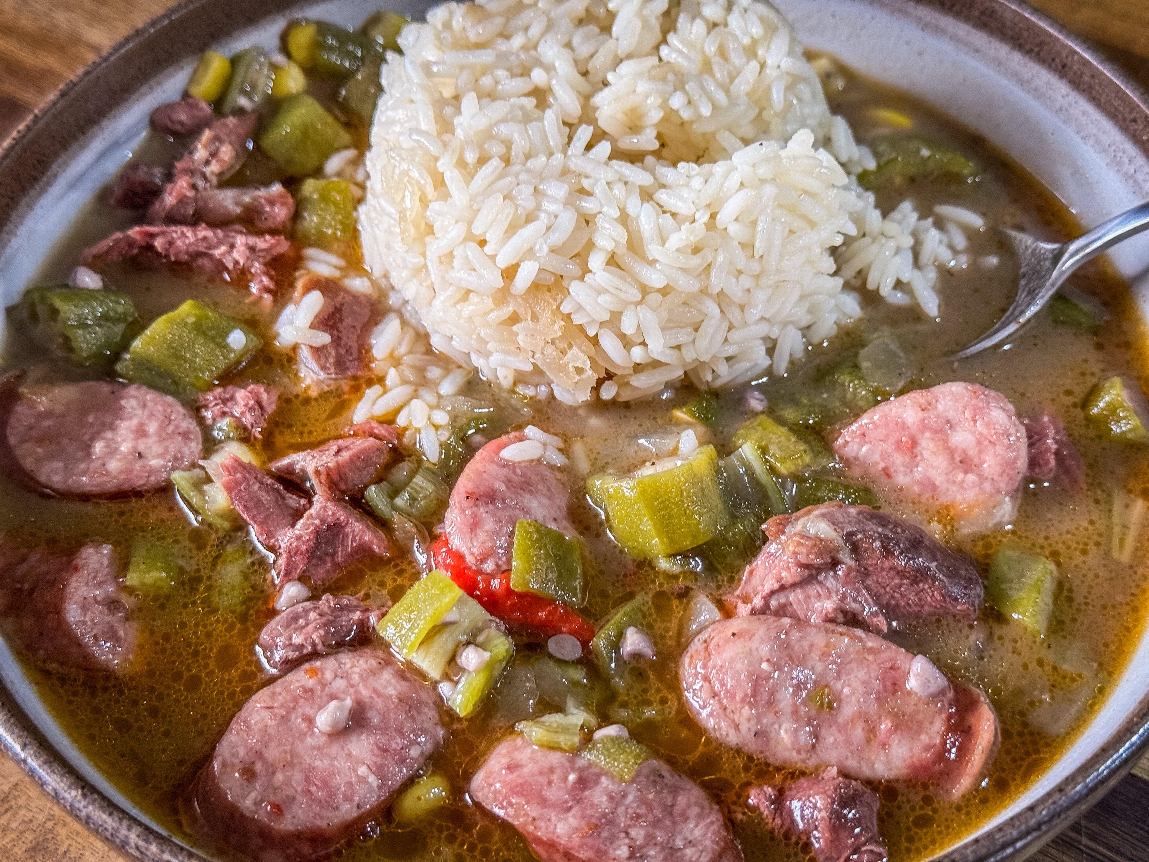 Turkey Leg and Sausage Cajun Gumbo - Realtree Camo