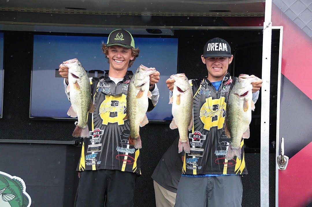 Mason Waddell and Cal Culpepper with some of the nice bass they caught during the FLW National Tournament. Photos by Andy Hagedon and Dawn Culpepper