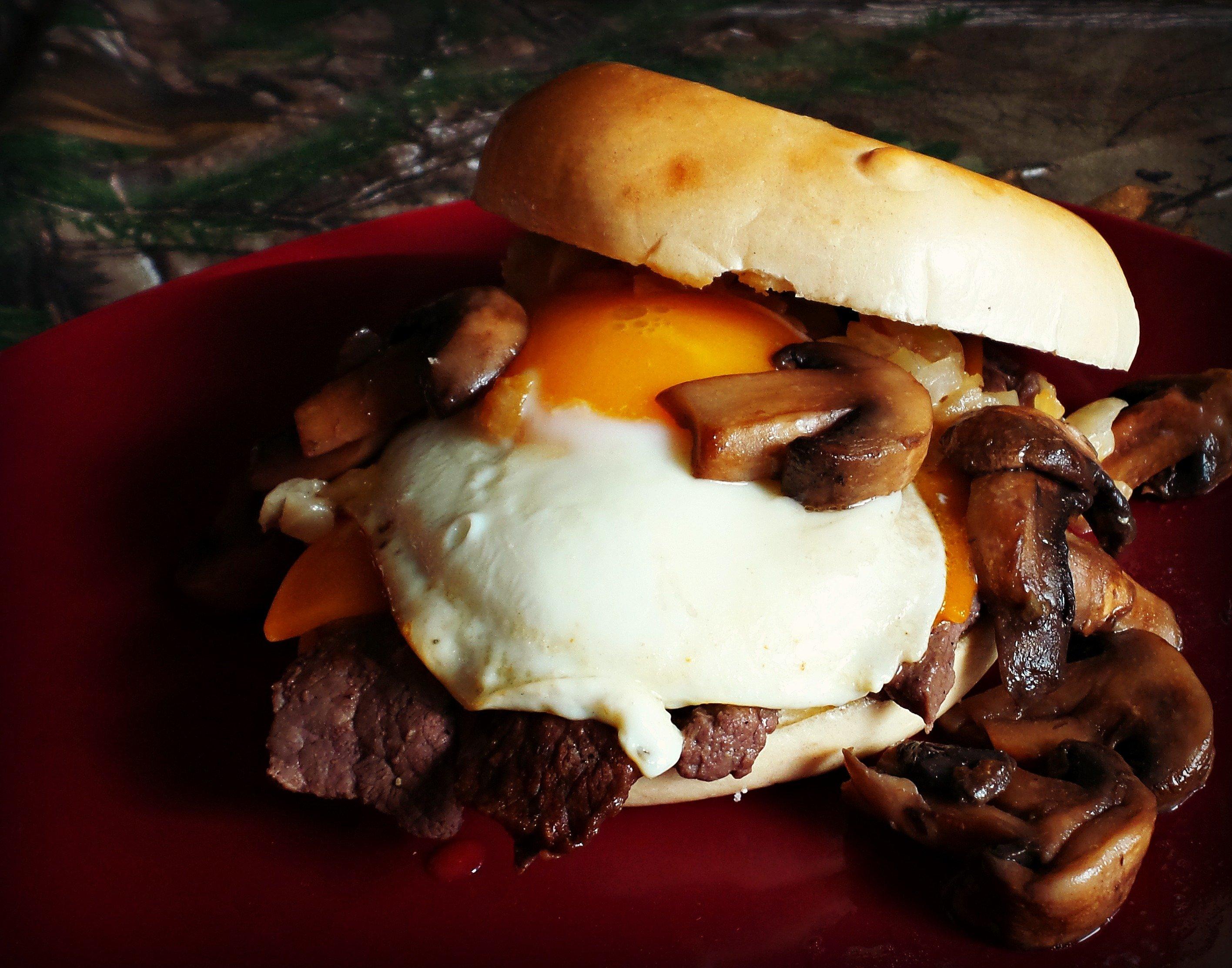 Venison steak, a farm fresh egg and good cheddar cheese make for a fine breakfast.