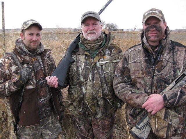 Will Brantley, Joe Coogan and Tony Hansen hunted Canada geese in Montana in 2012. (Benelli photo)