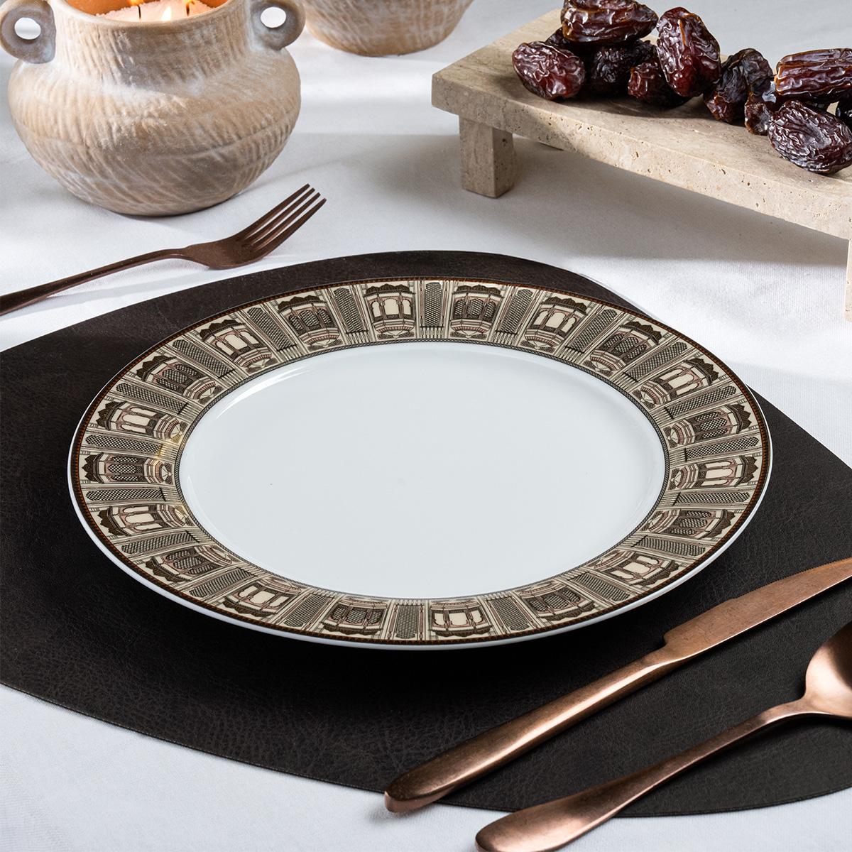 Mashrabiya Porcelain Dinner Set 18Pcs Brown in Kuwait | Buy Online ...