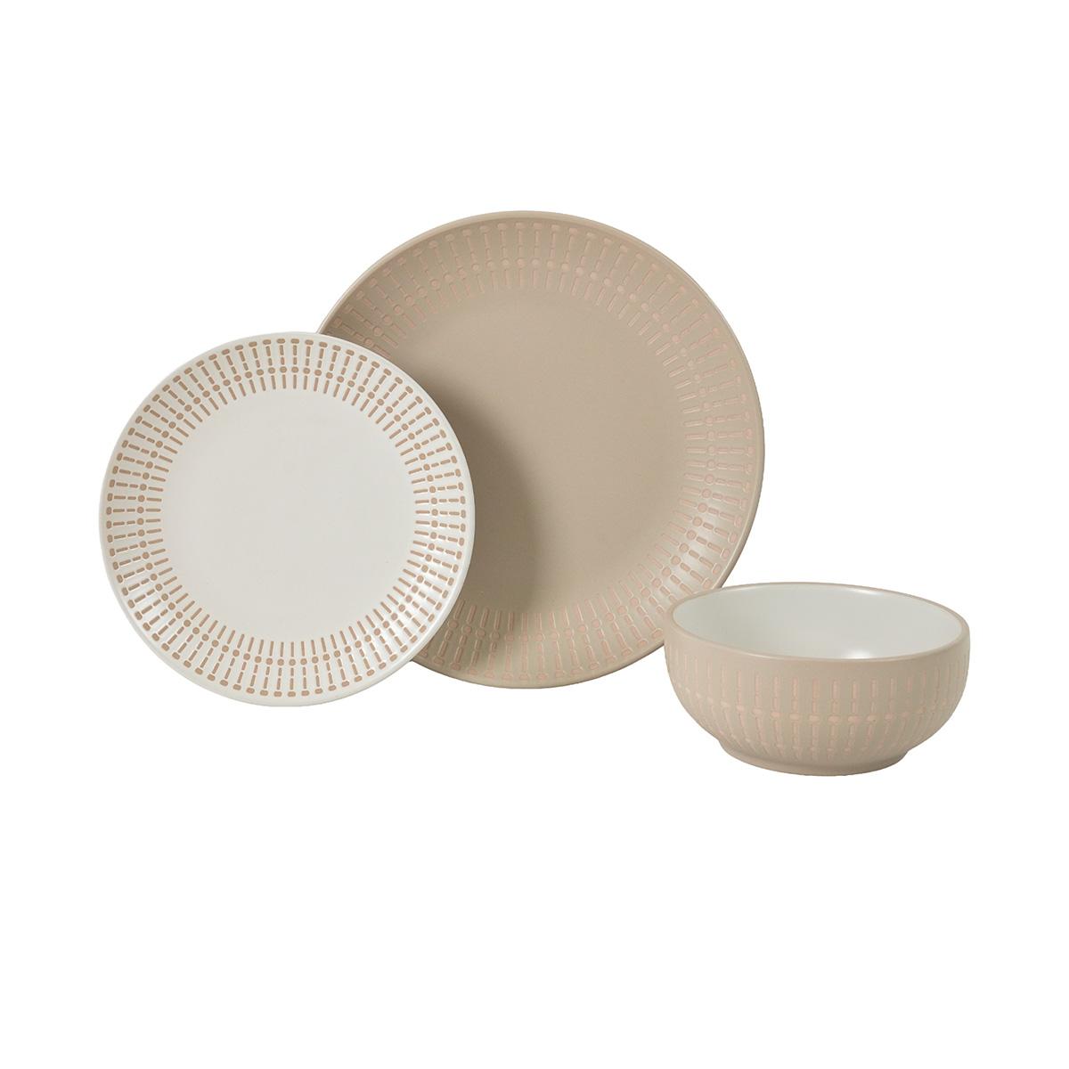 Column Stoneware Dinner Set 18Pcs Taupe in Kuwait | Buy Online ...