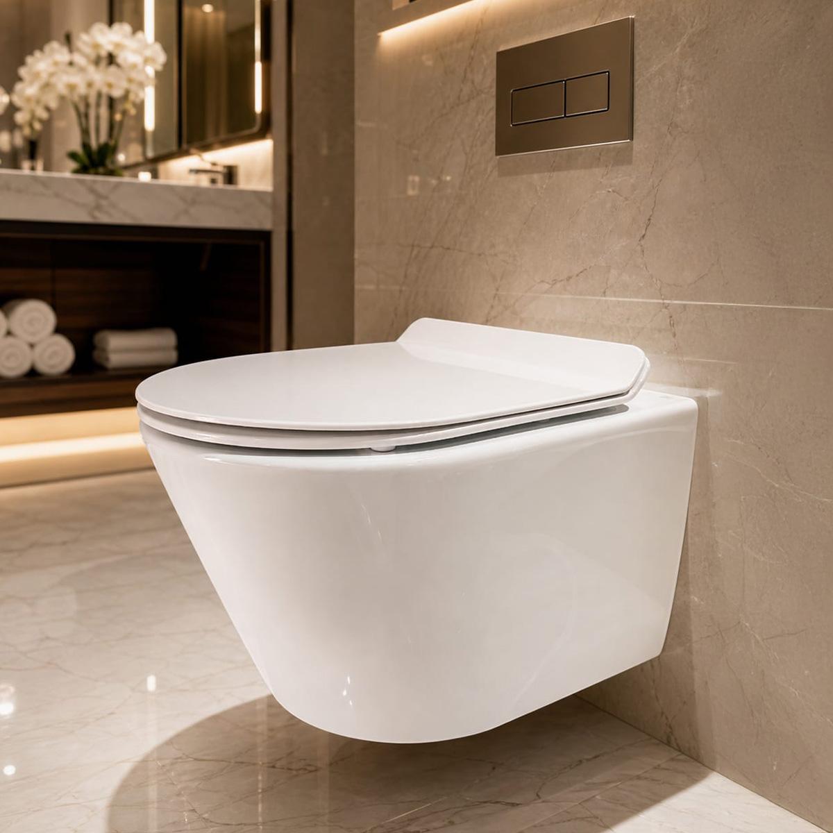 Navo Round Wall Hung W.C. White 49.5X36.2 cm in Kuwait | Buy Online ...