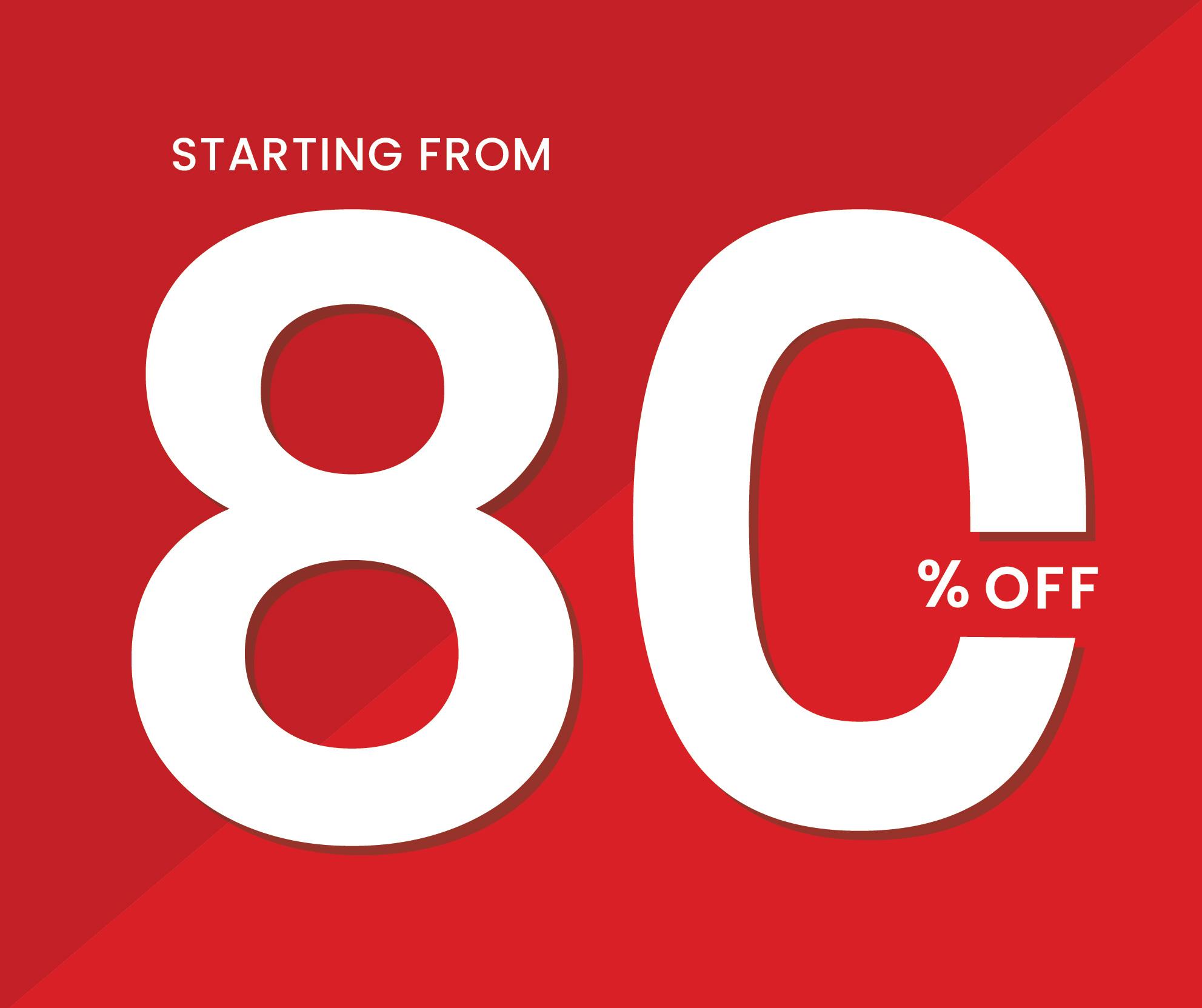 80 percent off end of year sale 2025