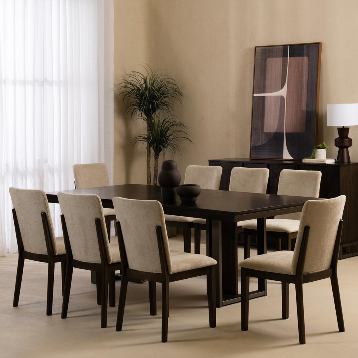 Varna 8 Seater Dining Table Brown Price in Kuwait - Safat Home