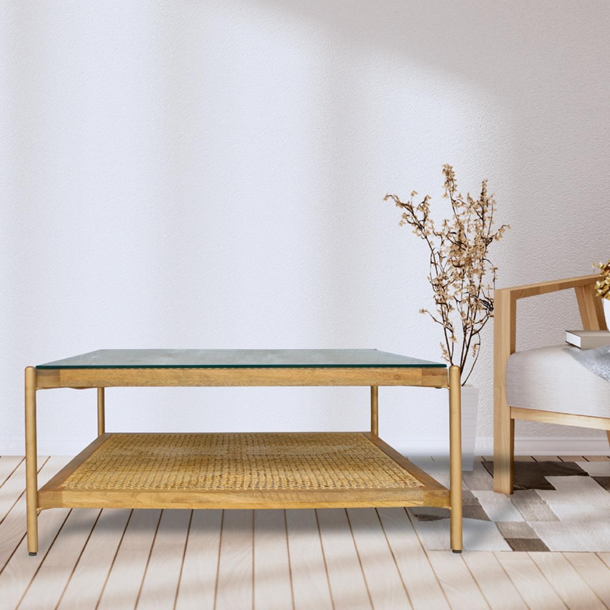 New Kris Square Coffee Table with Glass Cane in Kuwait | Buy Online ...