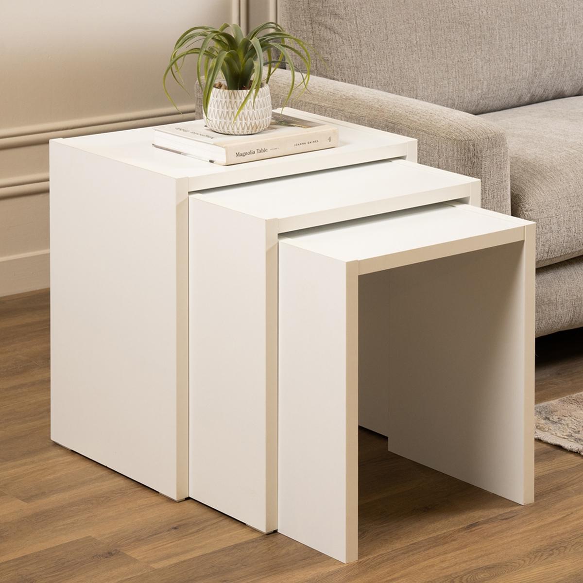 Brandon 3 Side Tables Set White in Kuwait | Buy Online | safathome.com