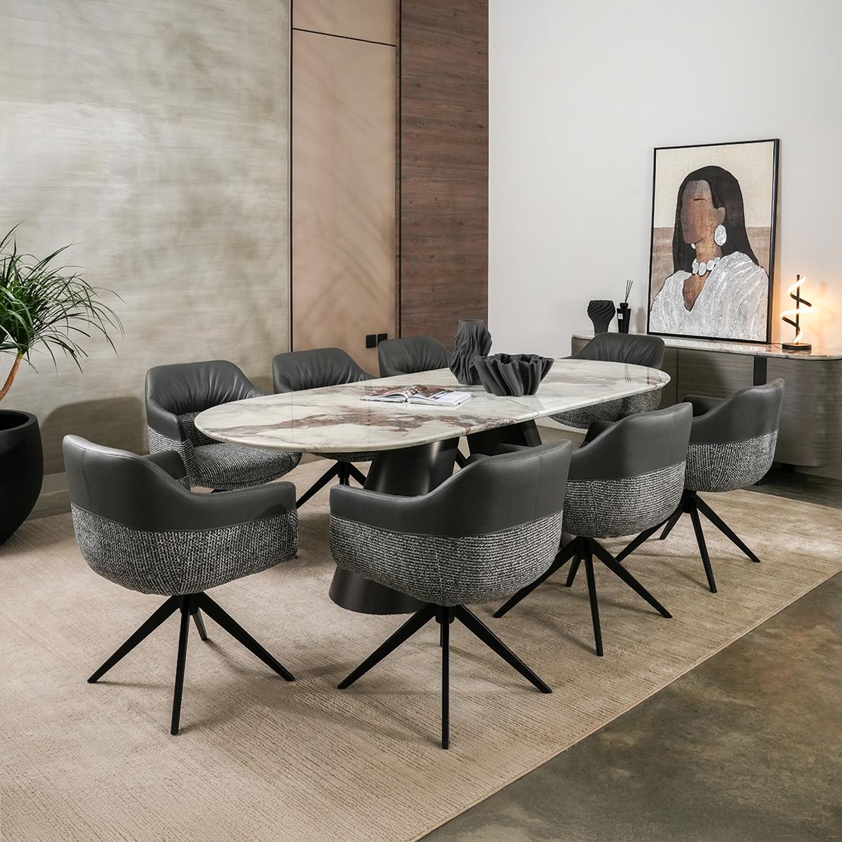 Lora 8-Seater Dining Table Grey/White in Kuwait | Buy Online ...