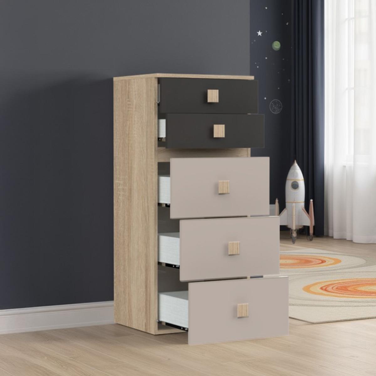 Twins Kids Chest Of Drawers Oak/Dark Grey in Kuwait | Buy Online ...