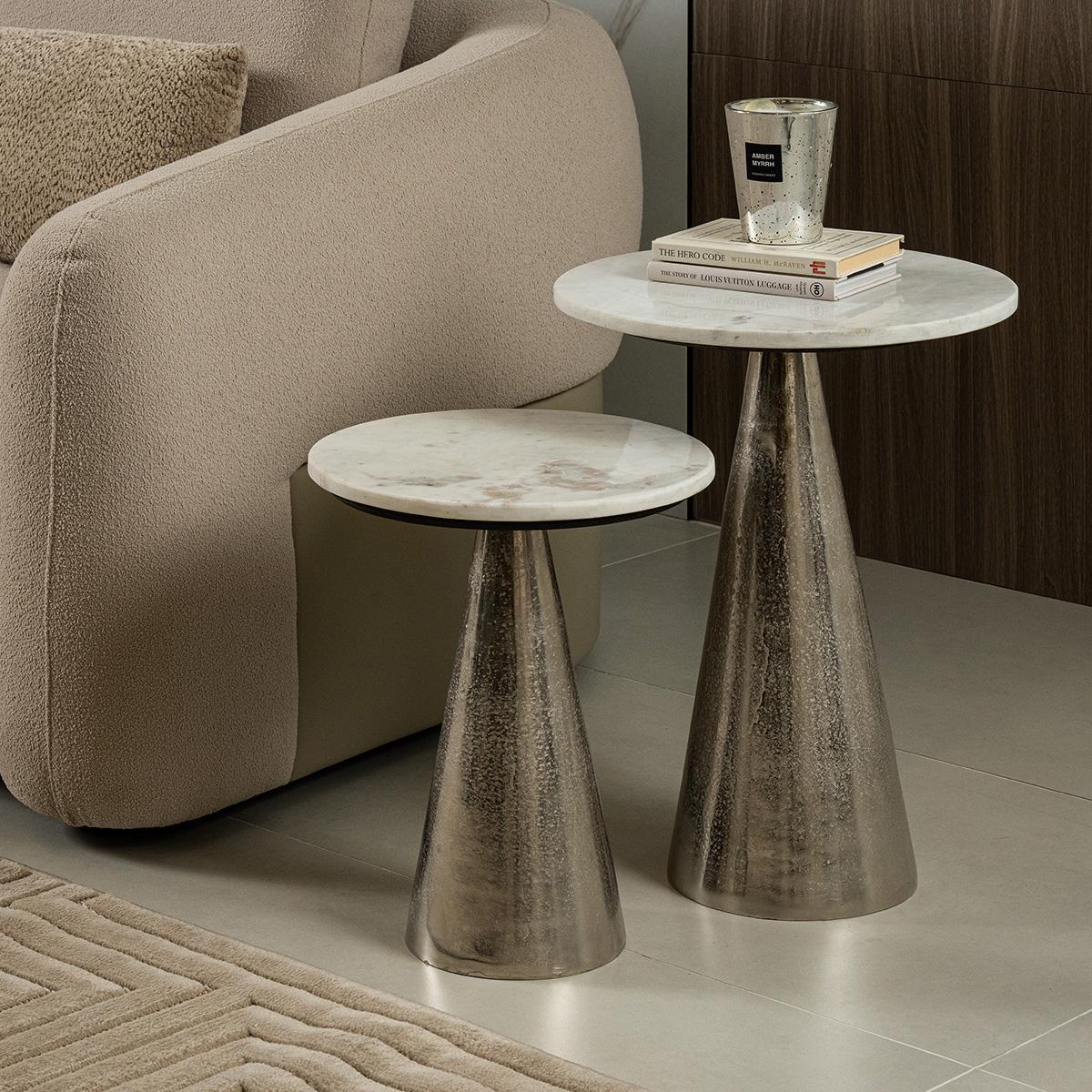 Knob Small Side Table Marble Top/Nickel Base in Kuwait | Buy Online ...