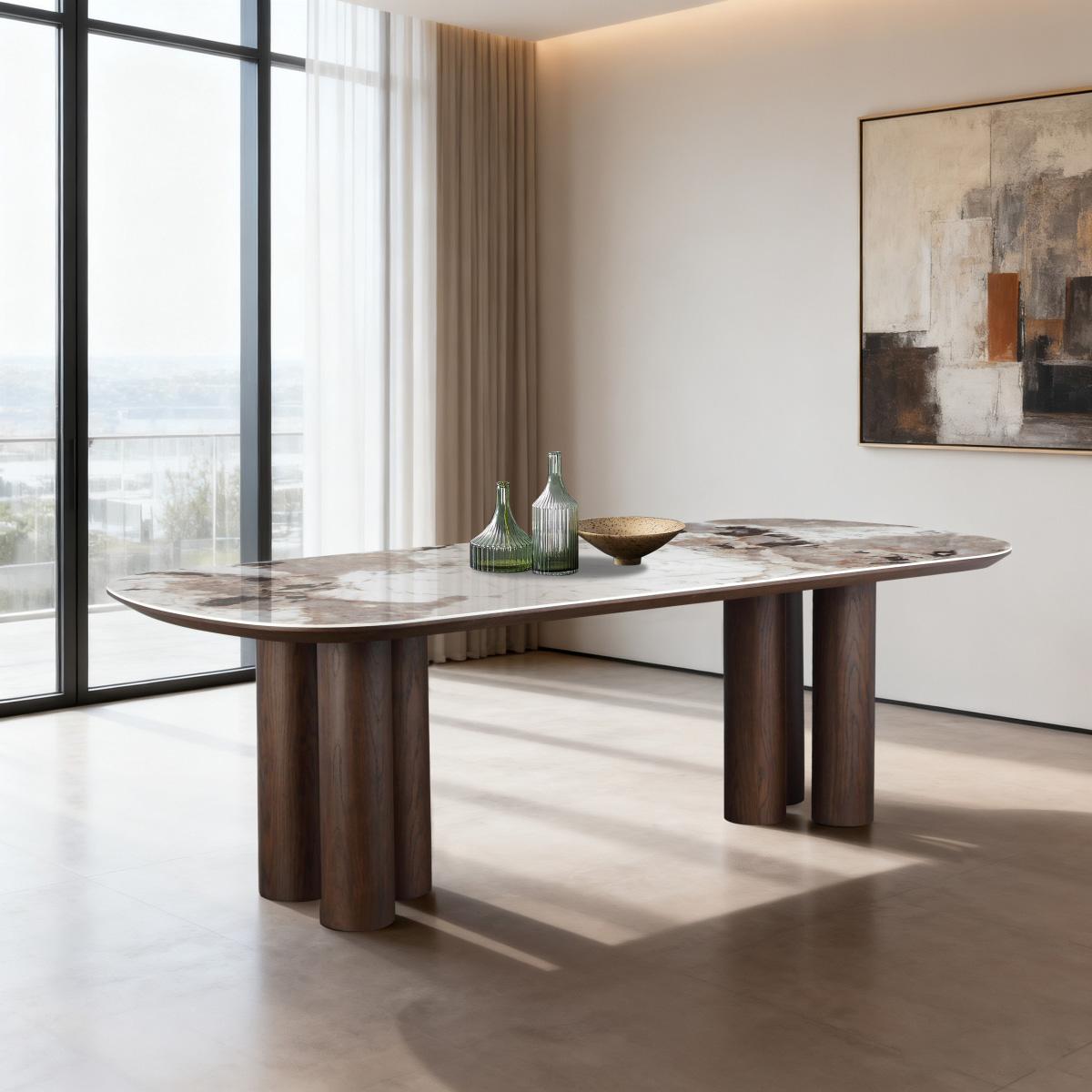 Lava 8+1 Dining Set White/Brown in Kuwait | Buy Online | safathome.com