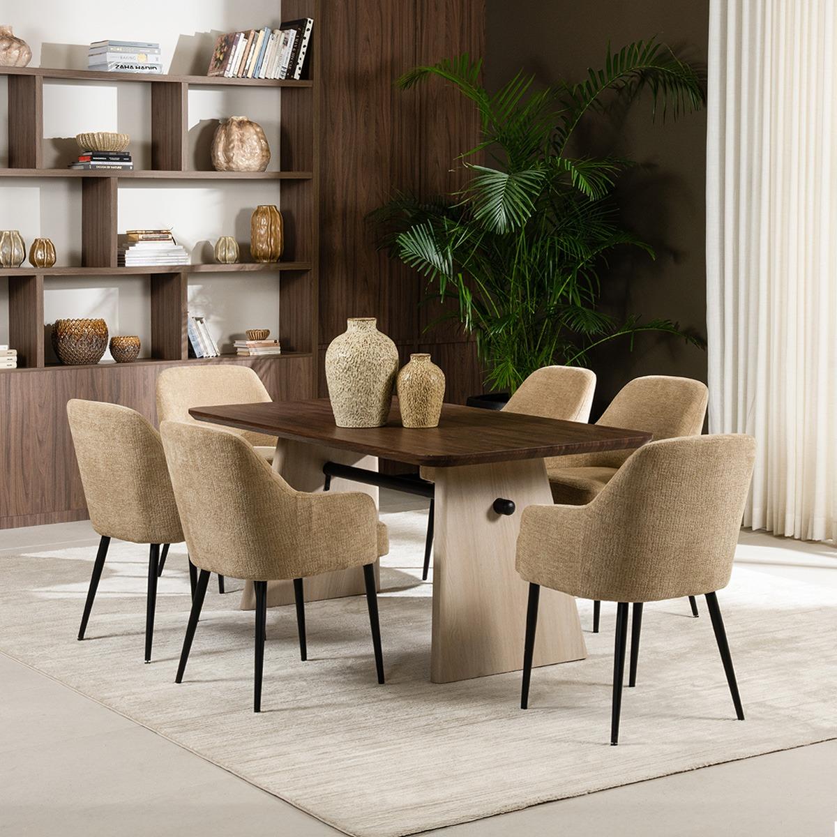 Talia 6+1 Dining Set Grey/Brown/Beige in Kuwait | Buy Online ...