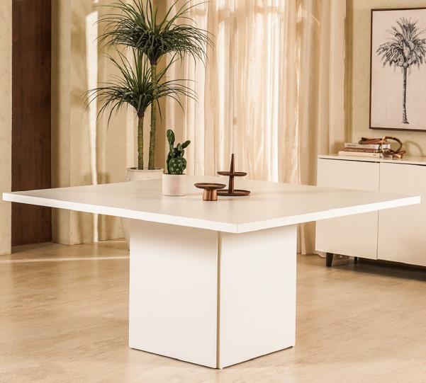 Prato Square 8 Seater Dining Table White 150 cm