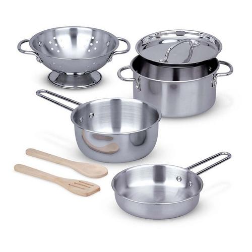 Melissa & Doug Lets Play House! Stainless Steel Pots & Pans Play Set - Primary Image