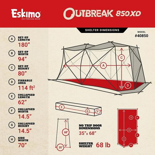 Eskimo Outbreak 850XD Hub Ice Shelter - Primary Image