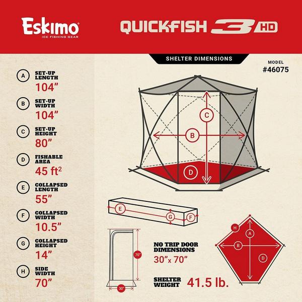 Eskimo QuickFish 3HD No-Trip Door Hub Ice Shelter