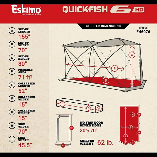 Eskimo QuickFish 6HD No-Trip Door Hub Ice Shelter