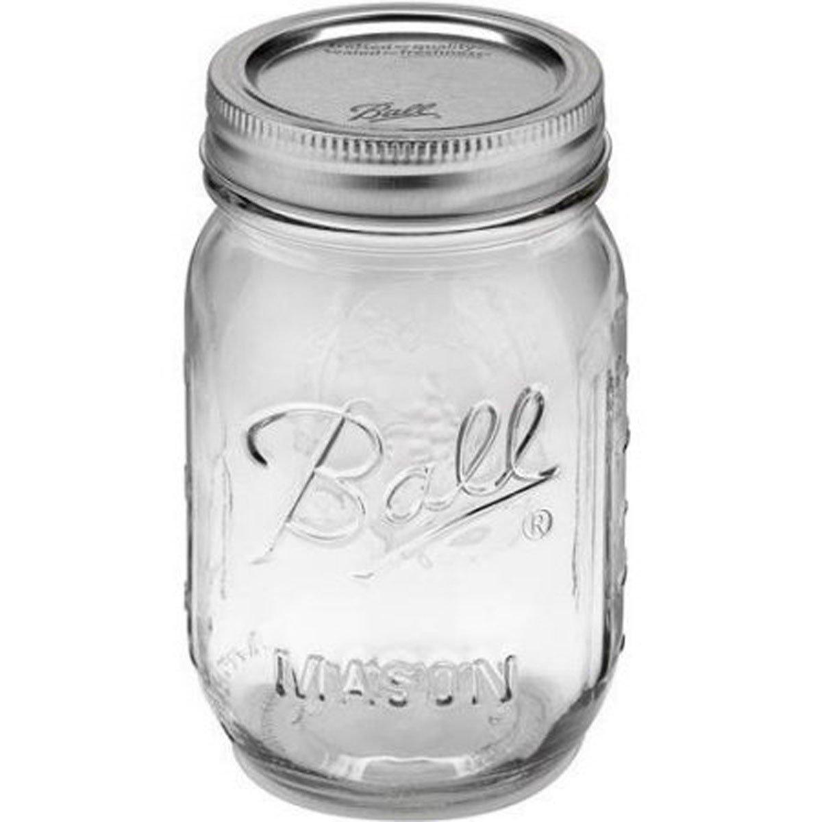 Ball 12 Pack Regular Mouth 16 oz Mason Jar with Lid and Band - Ball
