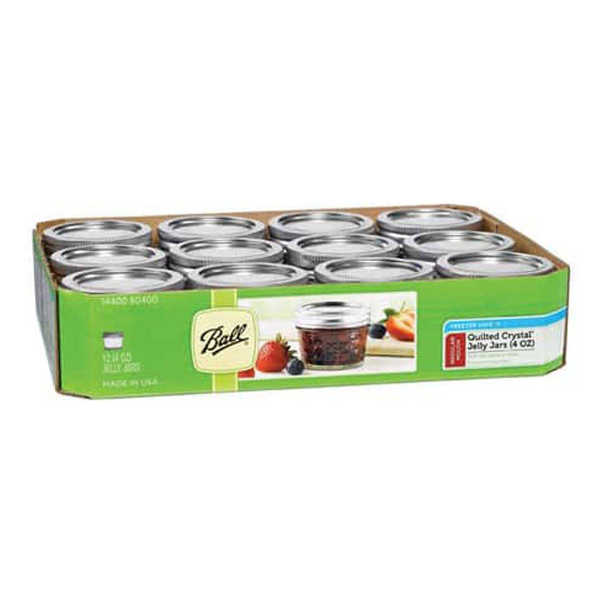 Ball Quilted Crystal Regular Mouth Jelly Jar 4 oz 12 pk - Ball