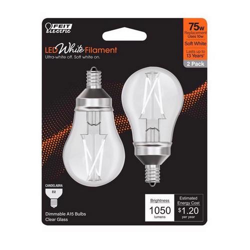 Feit Electric LED White Filament A15 E12 75 Watt Light Bulb - 2 Pack - Primary Image